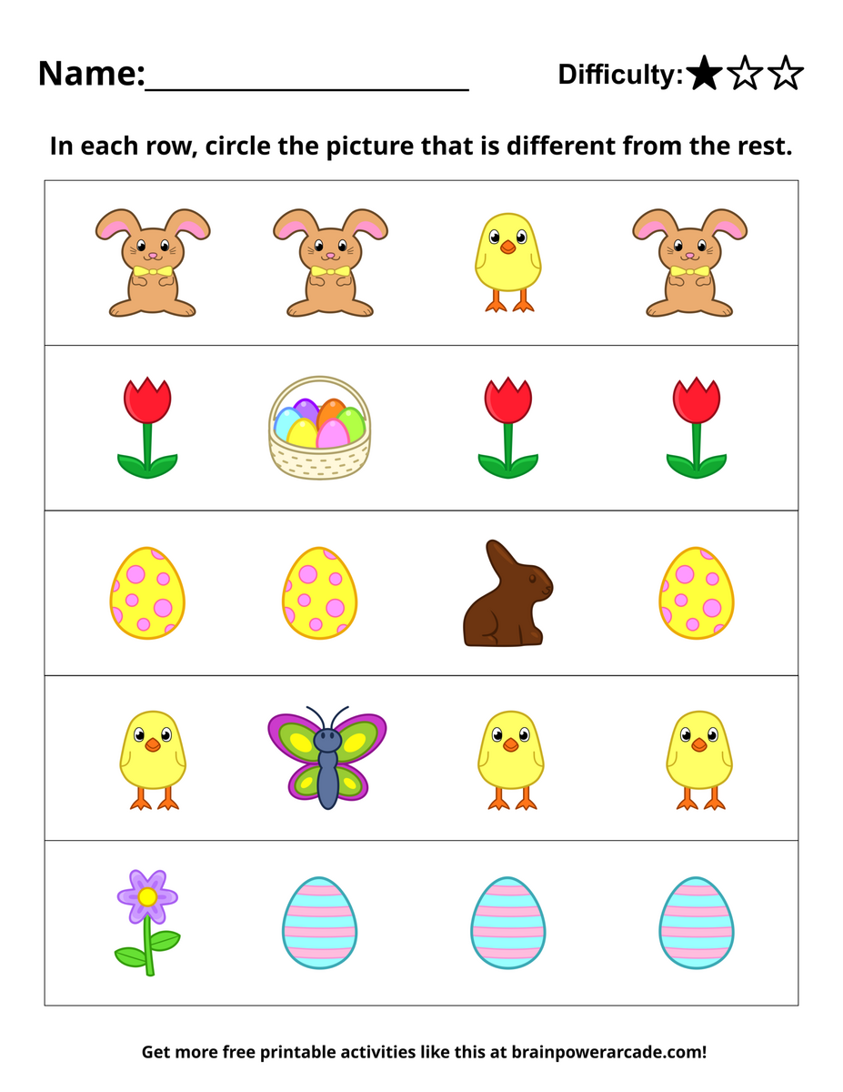 Which Is Different Brainpower Arcade Visual Discrimination Worksheets 9 Free Printables Literacy Learn