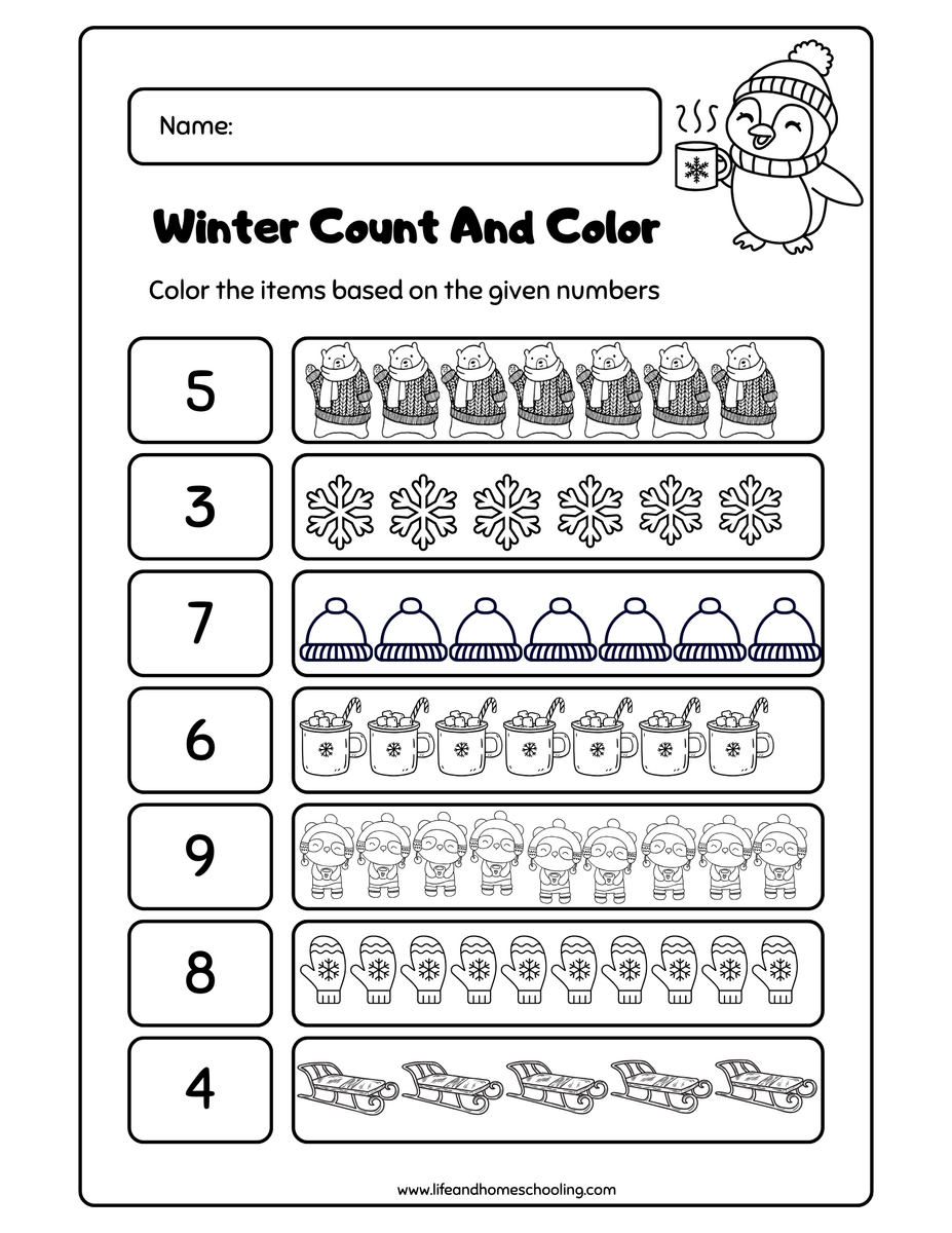 Winter Count And Colort Made By Teachers Winter Count And Colort Made By Teachers