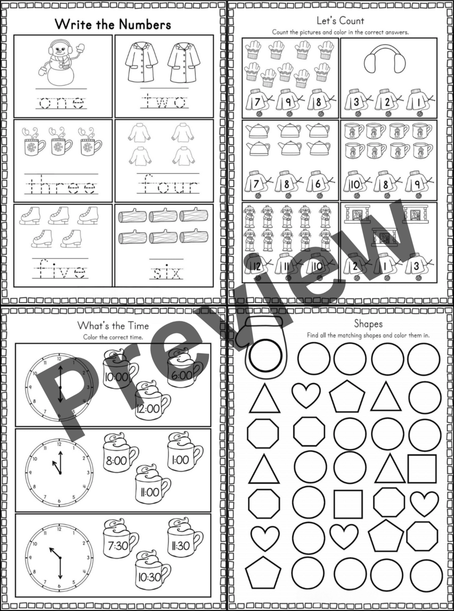 Winter Math Worksheets Winter Activities For Pre K Kindergarten First Grade Made By Teachers