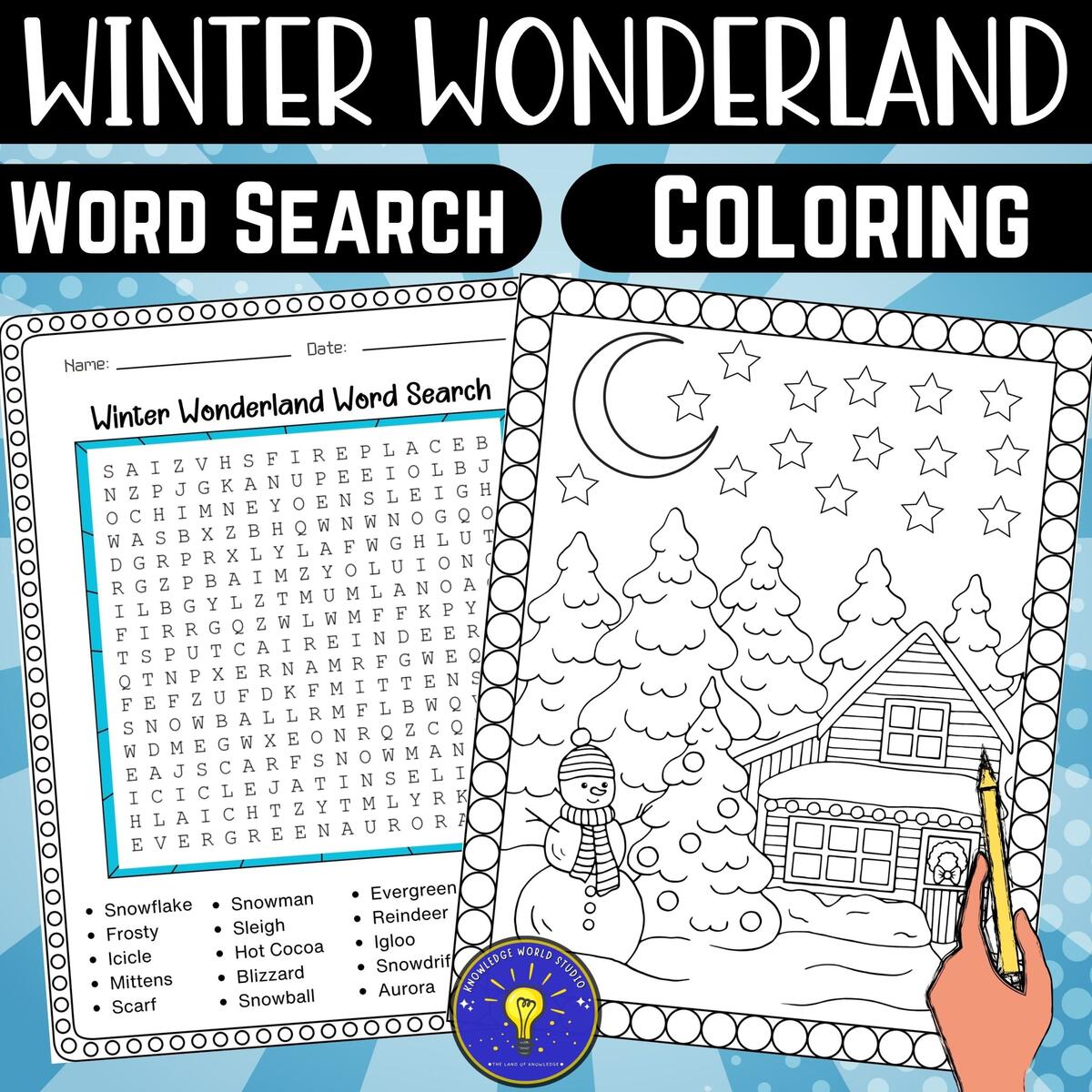 Winter Wonderland Activities Word Search Coloring Page Made By Teachers