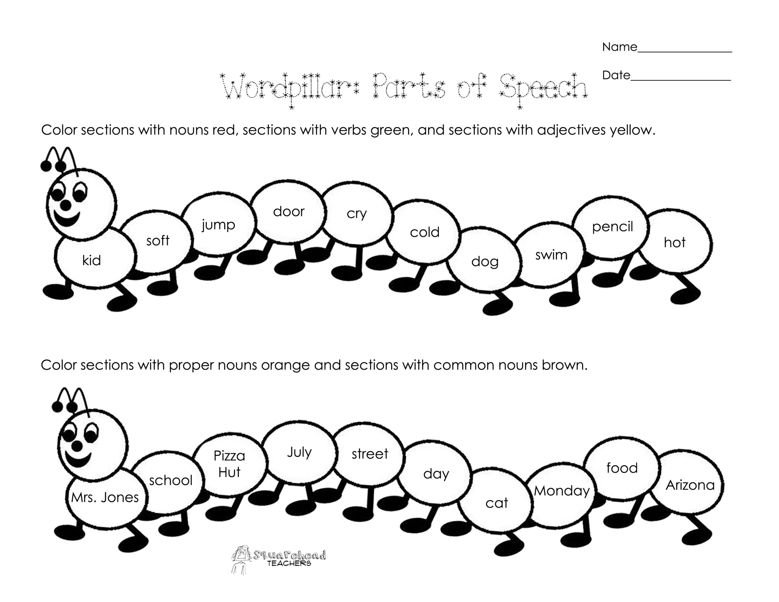 Speech Parts Sorter Free Worksheet For Kids SKOOLGO
