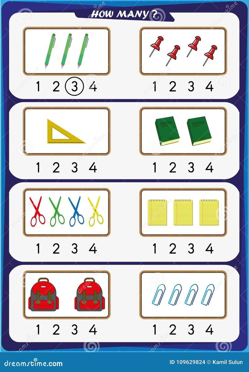 Worksheet For Kindergarten Kids Count The Number Of Objects Learn The Numbers 1 2 3 4 Stock Illustration Illustration Of Early Logic 109629824 Before After And Between Numbers Worksheets 1 To 10 For Kindergarten Made By Teachers