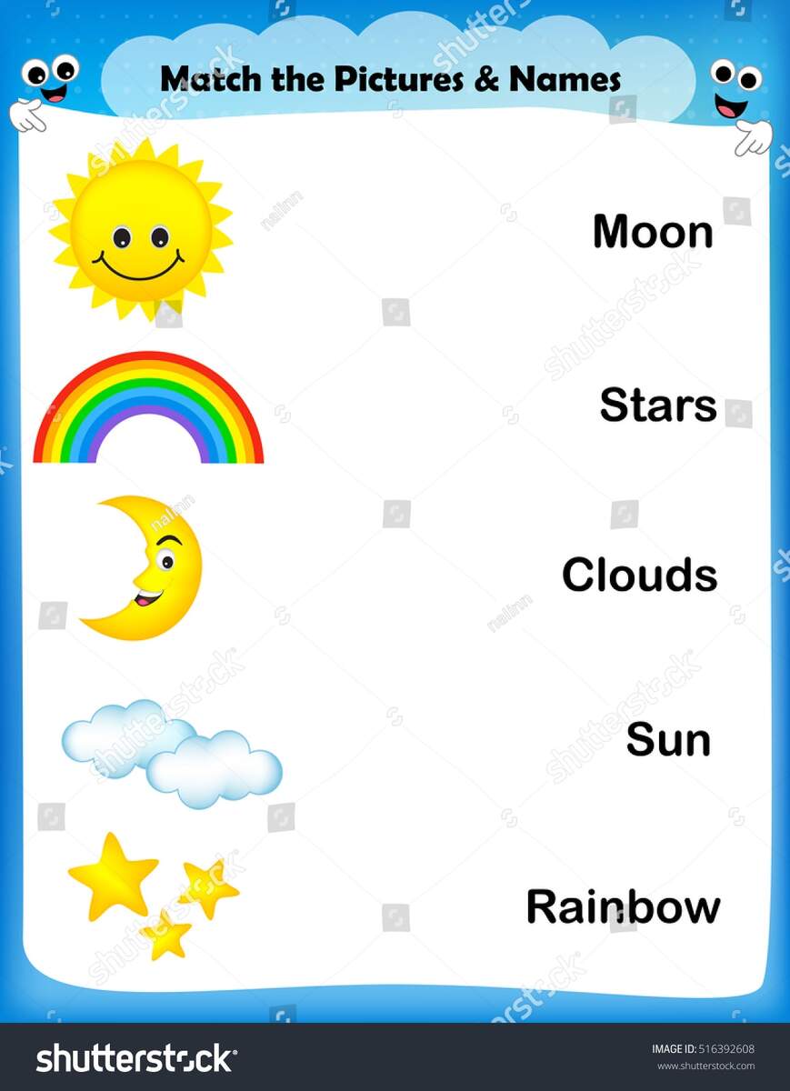 Worksheet Match Weather Images Text Worksheet Stock Vector Royalty Free 516392608 Shutterstock