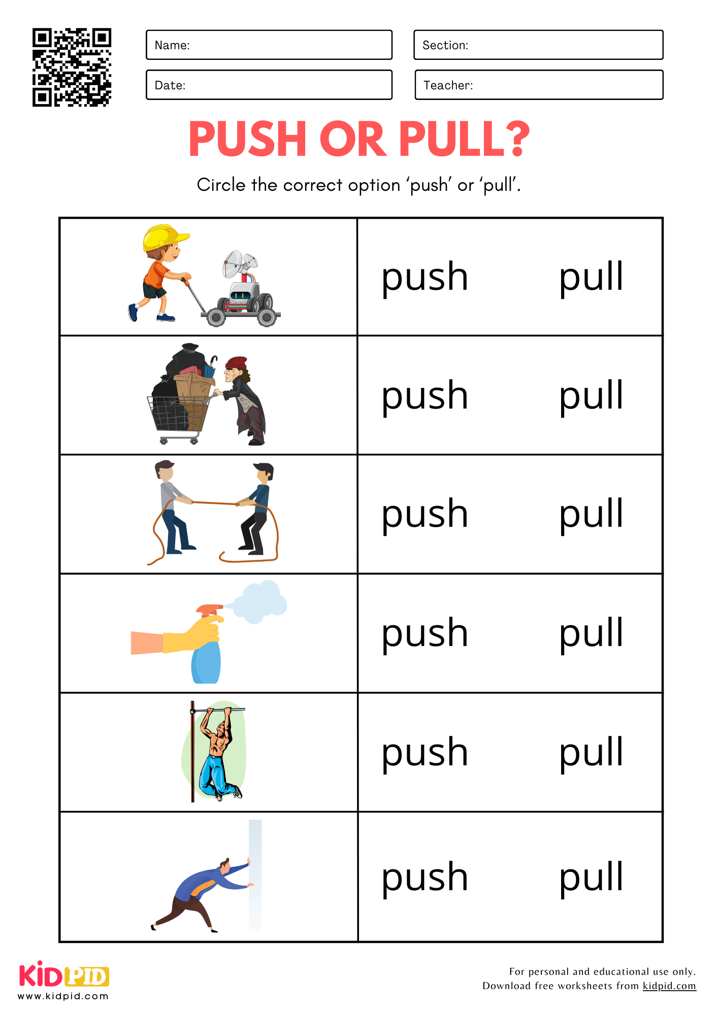 Worksheet Salomon Active Push Or Pull Identification Worksheet For Kindergarten Kidpid Worksheet Salomon Active Push Or Pull Identification Worksheet For Kindergarten Kidpid