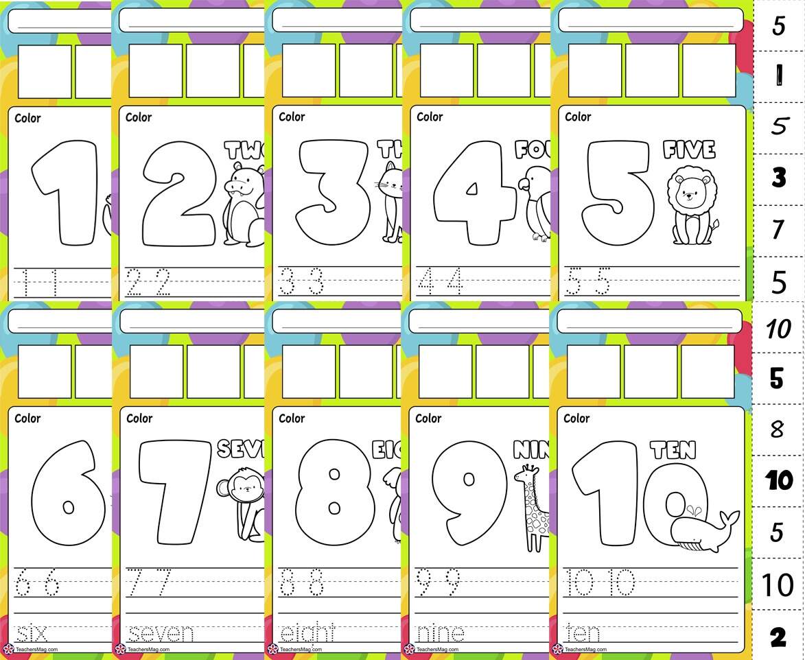 Worksheets For Kindergarten On The Numbers 1 To 10 TeachersMag Kindergarten Math Counting Objects Worksheets 1 10 Black And White Teaching Resources