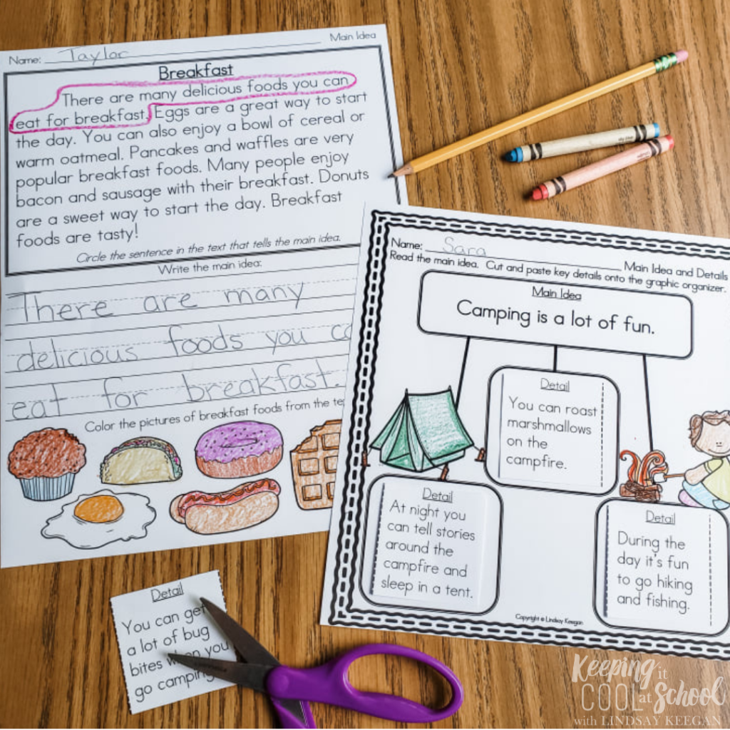 Worksheets For Main Idea And Supporting Details That Work Keeping It Cool At School